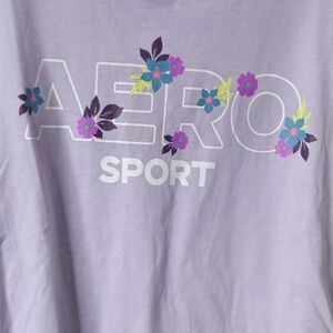 NWT Aeropostale Aero Sport Lavender Tee - Floral Graphic & Ruched Sides